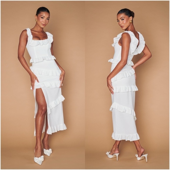 SHOW ME YOUR MUMU Greta Dress In White Stretch - Picture 1 of 6
